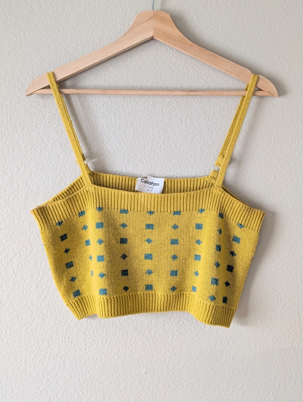 Anthropologie Callahan Megan Yellow Knit Cropped Cami Tank Top Size Medium
